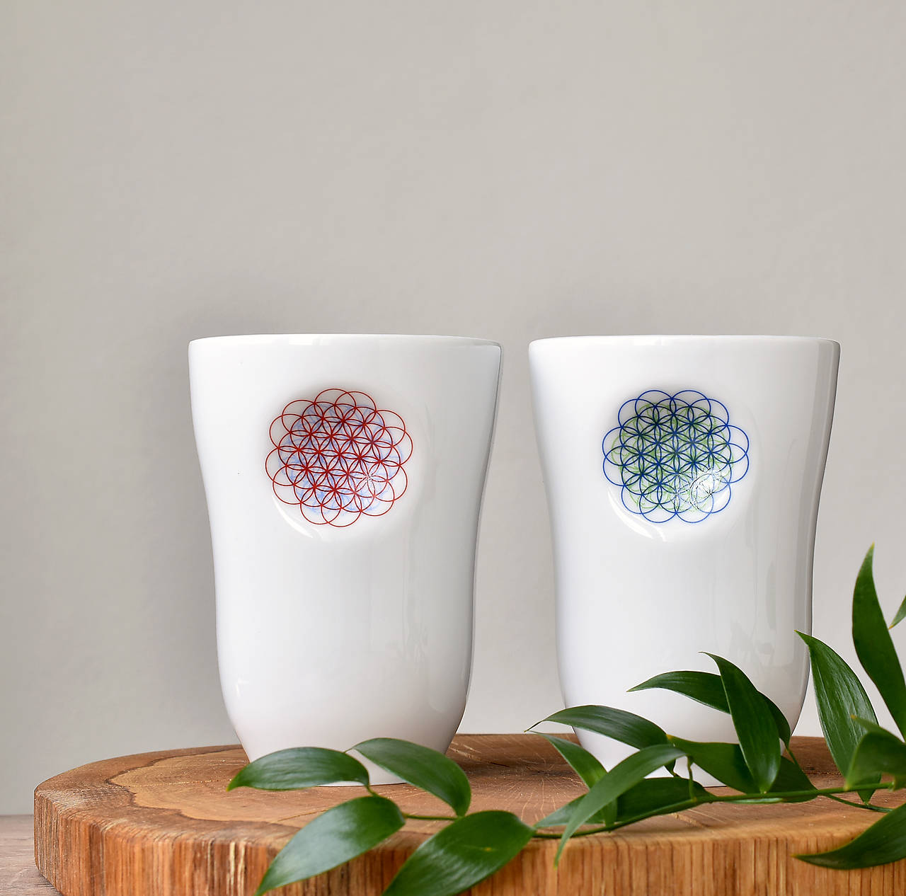 Porcelánové pohárky s Květem života (2 ks)