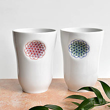 Nádoby - Porcelánové pohárky s Květem života (2 ks) - 14584366_