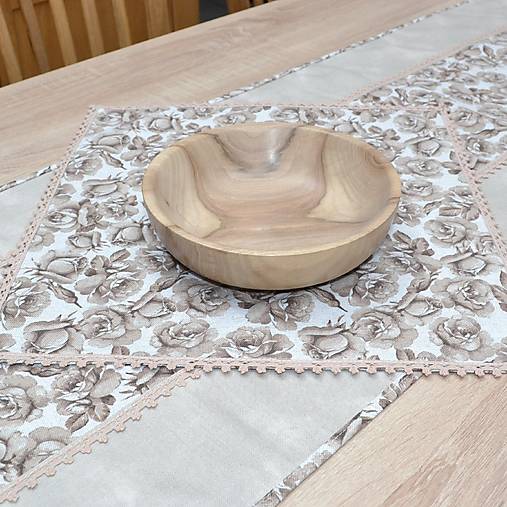 Úžitkový textil - SOFIA - hnedé ruže - štvorcový obrus 40x40cm - 14582774_