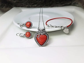 Sady šperkov - Set s červeným srdcom - 14584381_