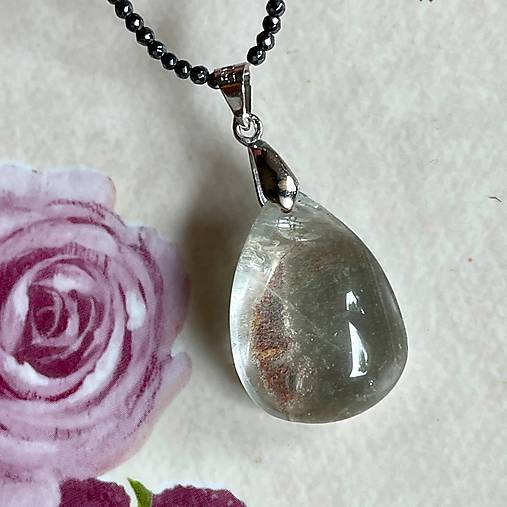 Phantom Quartz Teardrop Pendant / Prívesok s fantómovým krištáľom v tvare kvapky PR-002 T0017