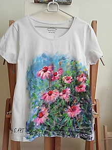 Topy, tričká, tielka - Ručnemaľované tričko - " Kvetované " - 14587319_