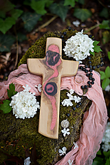 Dekorácie - Svadobný krížik z orechového dreva - 14586960_