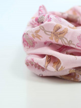 Šály a nákrčníky - Zľava - Pôvabný ružový nákrčník z ľanu s kvetinovým motívom "Jolie II." - 14586909_