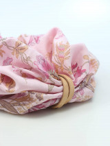 Šály a nákrčníky - Zľava - Pôvabný ružový nákrčník z ľanu s kvetinovým motívom "Jolie II." - 14586911_