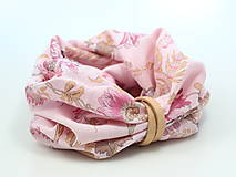 Šály a nákrčníky - Zľava - Pôvabný ružový nákrčník z ľanu s kvetinovým motívom "Jolie II." - 14586918_