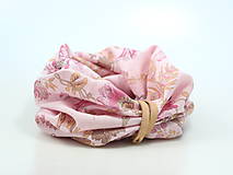 Šály a nákrčníky - Zľava - Pôvabný ružový nákrčník z ľanu s kvetinovým motívom "Jolie II." - 14586919_