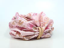 Šály a nákrčníky - Zľava - Pôvabný ružový nákrčník z ľanu s kvetinovým motívom "Jolie II." - 14586920_