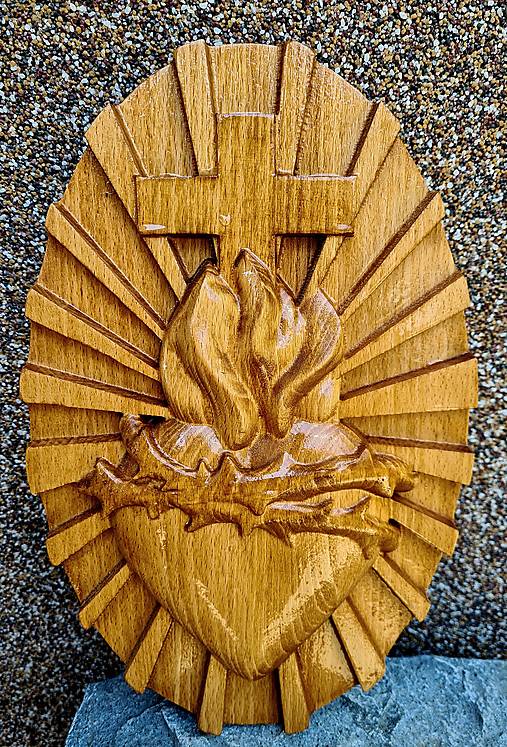 Dekorácie - Drevorezba Milostivé Srdce Ježišovo - 14586445_