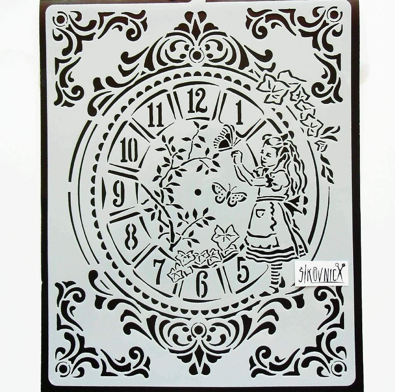 - 50% šablóna Stamperia 20x25 cm, pôvod.cena 8,90€ (hodiny, vintage, Alica)