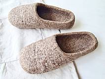 Ponožky, pančuchy, obuv - Vlnené papuče hnedé ON- škorica - 14588284_