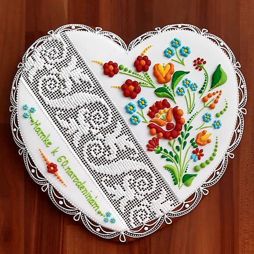 Dekorácie - Folklórne medovníkové srdce - 14587849_