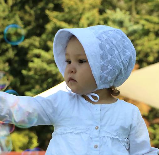 Letný detský čepček madeira Anička biely