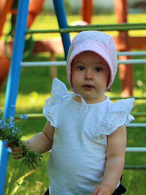 Letný detský čepiec Eliška ružový