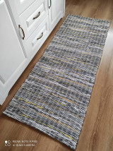 Úžitkový textil - Ručne tkaný koberec, 60x150 cm, žlté pásiky - 14590950_