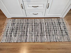 Úžitkový textil - Ručne tkaný koberec, šedý mix 60x150 cm - 14590934_