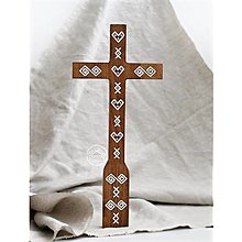 Dekorácie - Kríž drevený 30cm Čičmany - 14592458_