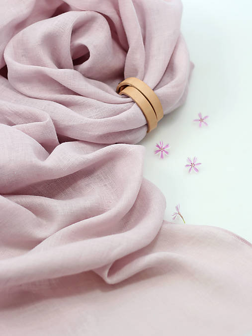 Pôvabná dámska ľanová šatka/pléd svetloružovej farby "Roseline"