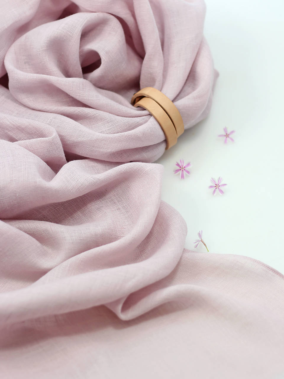 Pôvabná dámska ľanová šatka svetloružovej farby "Roseline"