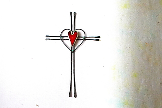 Dekorácie - krížik tepaný * 20 cm - 14592635_