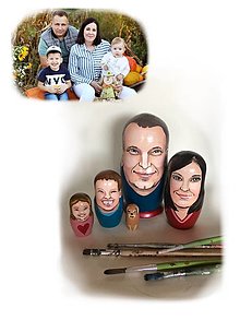 Dekorácie - Matriošky vtipný rodinný portrét babushka - 14593625_