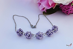 Náhrdelníky - náhrdelník z fialových perličiek, mini - 14594748_