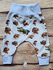 Detské oblečenie - Tepláčiky - dinosaurus (Biela) - 14594724_