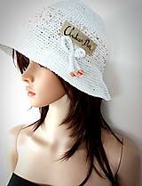 Čiapky, čelenky, klobúky - Biely bavlnený klobúk - 14594136_