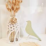 Dekorácie - Makramé upcyklovaná váza alebo svietnik s vypaľovaným detailom (biela vysoká - Biela) - 14593994_