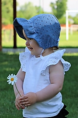 Detské čiapky - Letný detský čepček Mia s riaseným šiltom - 14595837_