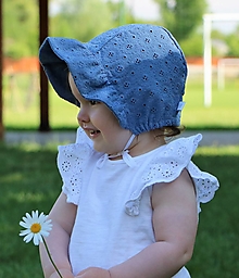 Detské čiapky - Letný detský čepček Mia s riaseným šiltom - 14597450_