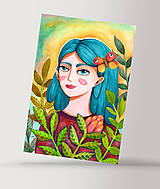Grafika - Dievča s motýľom- print - 14596224_