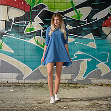 Šaty - Maľované šaty KALANCHOE modré - 14595392_