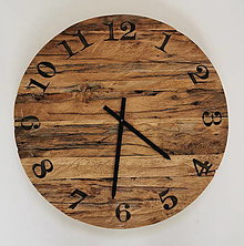 Hodiny - Veľké nástenné hodiny recyklovaný dub, priemer 58 cm - 14595744_