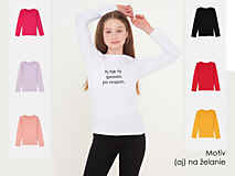 Topy, tričká, tielka - Dievčenské tričko s dlhým rukávom a s motívom na želanie - 14597466_