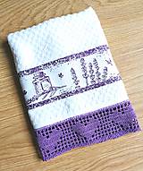 Úžitkový textil - Froté uterák s háčkovanou krajkou, levanduľa - 14597577_