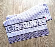 Úžitkový textil - Froté uterák s háčkovanou krajkou, levanduľa - 14597580_