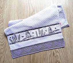 Úžitkový textil - Froté uterák s háčkovanou krajkou, levanduľa (Fialová) - 14597580_