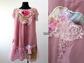 Šaty - Ružové vyšívané midi šaty-Boho Chic - 14599093_