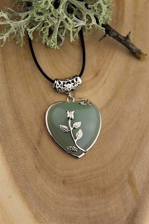 Sady šperkov - Aventurín srdiečko prívesok  - 14601305_