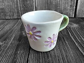 Nádoby - Šálka s tanierikom Kvety fialové 180ml (Šálka) - 14602227_