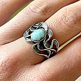 Prstene - Filigree Larimar Ring / Elegantný vintage prsteň s larimarom - 14602911_