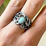 Prstene - Filigree Larimar Ring / Elegantný vintage prsteň s larimarom - 14602912_