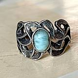 Prstene - Filigree Larimar Ring / Elegantný vintage prsteň s larimarom - 14602914_