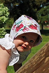 Detské čiapky - Letný detský ľanový čepček Romance - 14604544_