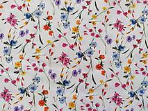 Textil - VLNIENKA výroba na mieru 100 % bavlna potlačená FLOWERS KVIETKY lúčne francúzsky dizajn - 14603491_