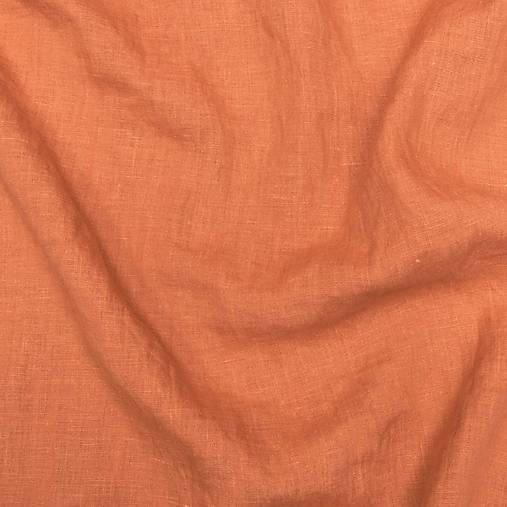(16) 100 % predpraný mäkčený ľan oranžovo-okrová, šírka 150 cm