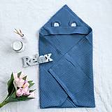 Detský textil - Detská osuška s kapucňou a uškami - modrá - 14602702_