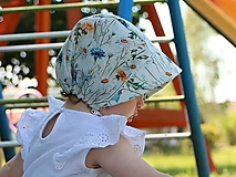 Detské čiapky - Letný detský ľanový čepiec jarná lúka - 14606408_