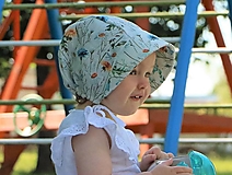 Detské čiapky - Letný detský ľanový čepiec jarná lúka - 14606409_